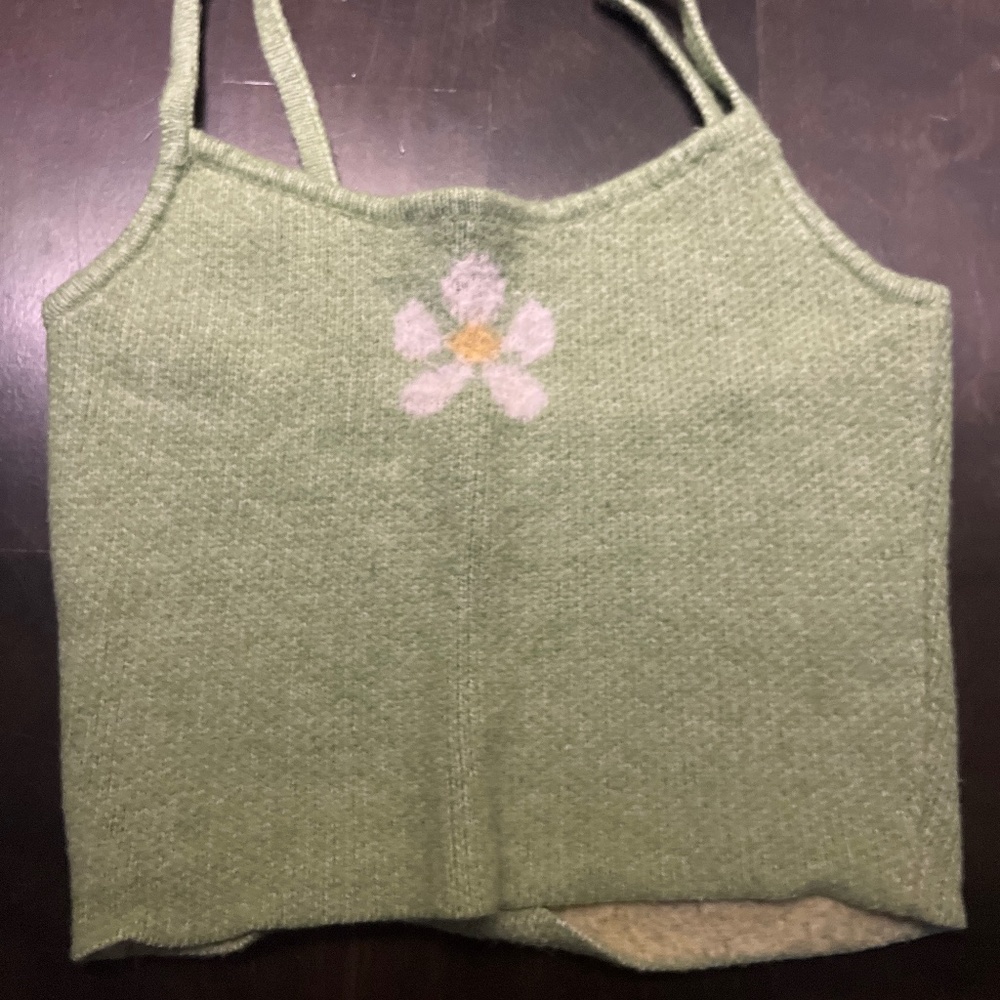Pacsun Sage Green Daisy Cropped Cami